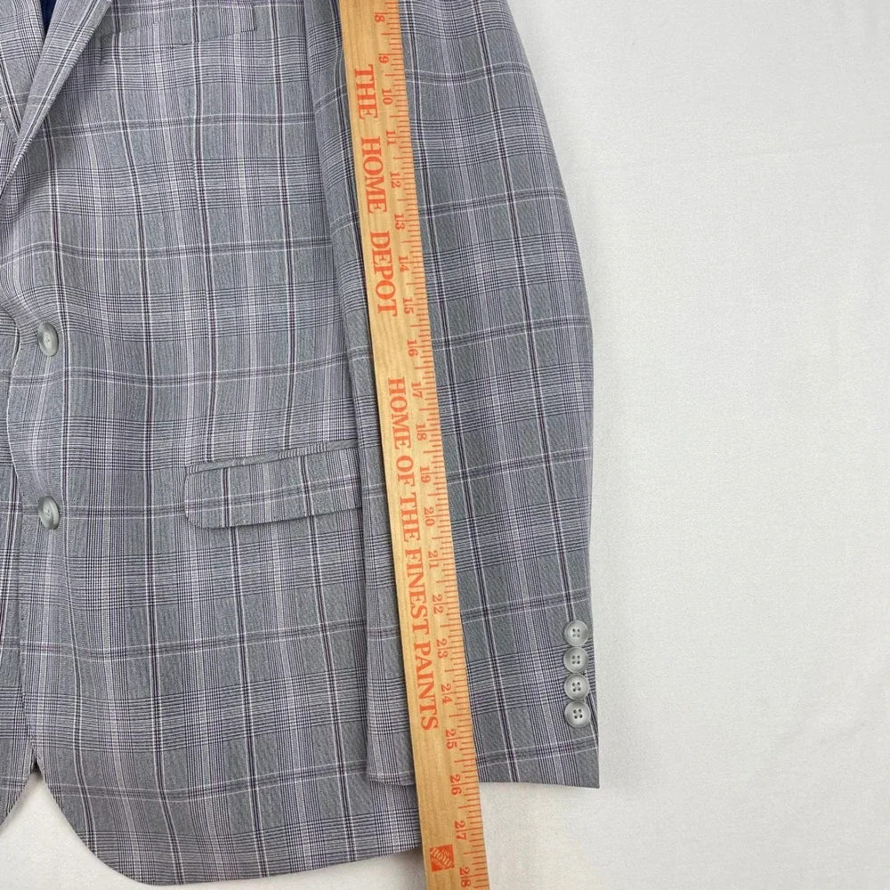 Graham & Co Plaid Blazer 40L & Express Photographer Pants 30x32 Burgundy Suit